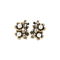 Vintage Alloy Rhinestone Flower Pearl Clip-on Earrings for Women, Light Luxury Floral Design view 5