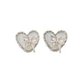 Korean Playful Alloy Heart Butterfly Pearl Stud Earrings For Women Elegant Silver Needle view 5