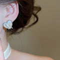 Korean Playful Alloy Heart Butterfly Pearl Stud Earrings For Women Elegant Silver Needle view 4