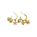 Copper Micro Pave Zircon Heart Star Stud Earrings For Women Playful Light Luxury Jewelry view 5
