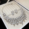 Old Money Faux Pearl Jewelry Set With Rhinestone Hollow Round Stud Earrings And Necklace view 3