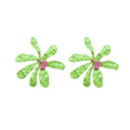 Copper Enamel Wrinkled Flower Stud Earrings With Silver Needle Fresh Sweet Western Style view 5