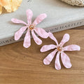 Copper Enamel Wrinkled Flower Stud Earrings With Silver Needle Fresh Sweet Western Style view 4