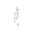 French Chic Asymmetric Faux Pearl Zircon Stud Earring And Ear Clip Jewelry Set For Women view 5