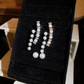 French Chic Asymmetric Faux Pearl Zircon Stud Earring And Ear Clip Jewelry Set For Women view 4