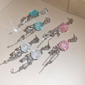 Spring Date Resin Flower Tassel Drop Earrings, Statement Floral Dangle Earrings For Women view 4