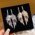 18K Gold Plated Copper Zircon Angel Wing Stud Earrings, Light Luxury European Style view 4