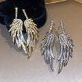 18K Gold Plated Copper Zircon Angel Wing Stud Earrings, Light Luxury European Style view 2