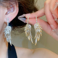 18K Gold Plated Copper Zircon Angel Wing Stud Earrings, Light Luxury European Style view 1