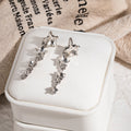 Elegant Silver Needle Zircon Star Studs With Sparkling Rhinestone Tassel Drop Earrings view 4