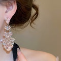 Light Luxury Alloy Teardrop Rhinestone Stud Earrings With Silver Pins, Elegant Princess Style view 3