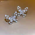 Light Luxury Copper Butterfly Zircon Hollow Clip-on Earrings For Non-Pierced Ears view 4
