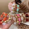 Modern Minimalist Irregular Acrylic Elastic Bracelet Jewelry Set For Women With Geometric Round Beads view 1