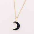 Gold Tone Iridescent Crescent Crystal Cluster Pendant Necklace view 3