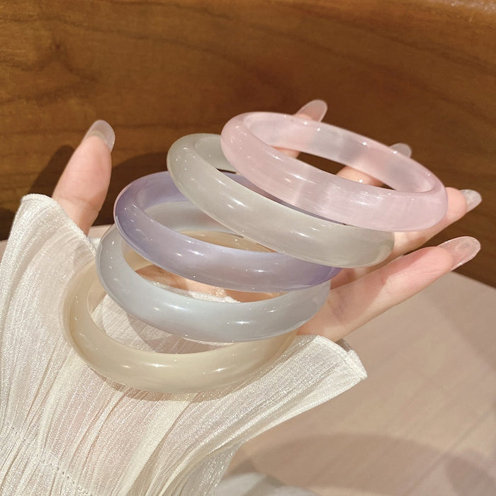Cat Eye Stone Round Beaded Bangle Minimalist Geometric Moonlight Elegant Bracelet