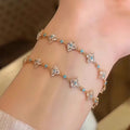 18K Gold Plated Zircon Flower Bangle Elegant Vintage Palace Style Light Luxury Jewelry view 1