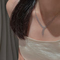 Light Luxury Copper Geometric Rice Round Pendant Necklace Minimalist Clavicle Choker view 3