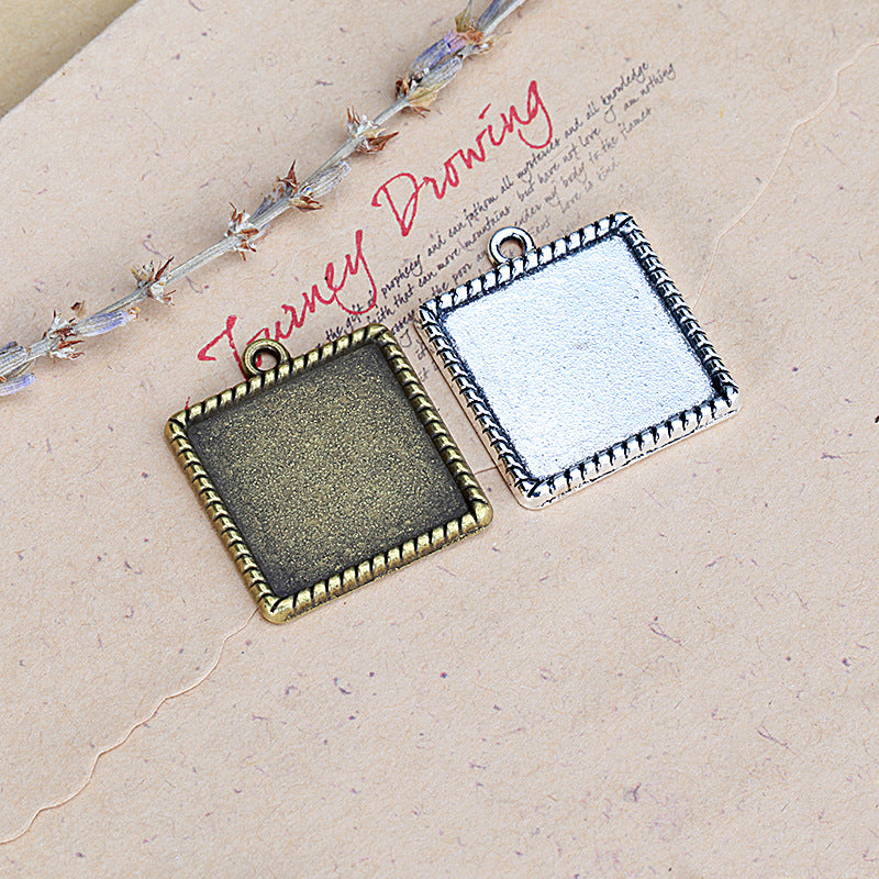 20mm Twisted Edge Square Pendant Tray Bezel Setting