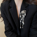 Vintage Elegant Shell Pearl Eye Teardrop Tassel Floral Brooch Pin For Women view 3