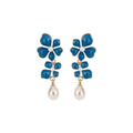 Vintage Floral Enamel Faux Pearl Stud Earrings With Silver Needle Posts Elegant Light Luxury Jewelry view 5