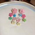 Resin Colorful Flower Tassel Drop Earrings With Silver Posts Princess Style Floral Jewelry view 2