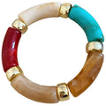 Bohemian Maillard Style Tie Dye Acrylic Round Bead Geometric Bangle for Women view 5