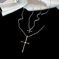 Minimalist Alloy Double Layer Pleated Cross Clavicle Necklace Casual Geometric Pendant Jewelry view 4