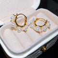 18K Gold Plated Faux Pearl Flower Earrings French Vintage Elegant Floral Ear Cuffs view 2