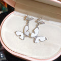 Copper Butterfly Stud Earrings With Silver Posts, Enamel Oil Drip Zircon Sweet Delicate Jewelry For Women view 2