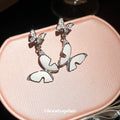 Copper Butterfly Stud Earrings With Silver Posts, Enamel Oil Drip Zircon Sweet Delicate Jewelry For Women view 4