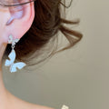 Copper Butterfly Stud Earrings With Silver Posts, Enamel Oil Drip Zircon Sweet Delicate Jewelry For Women view 3