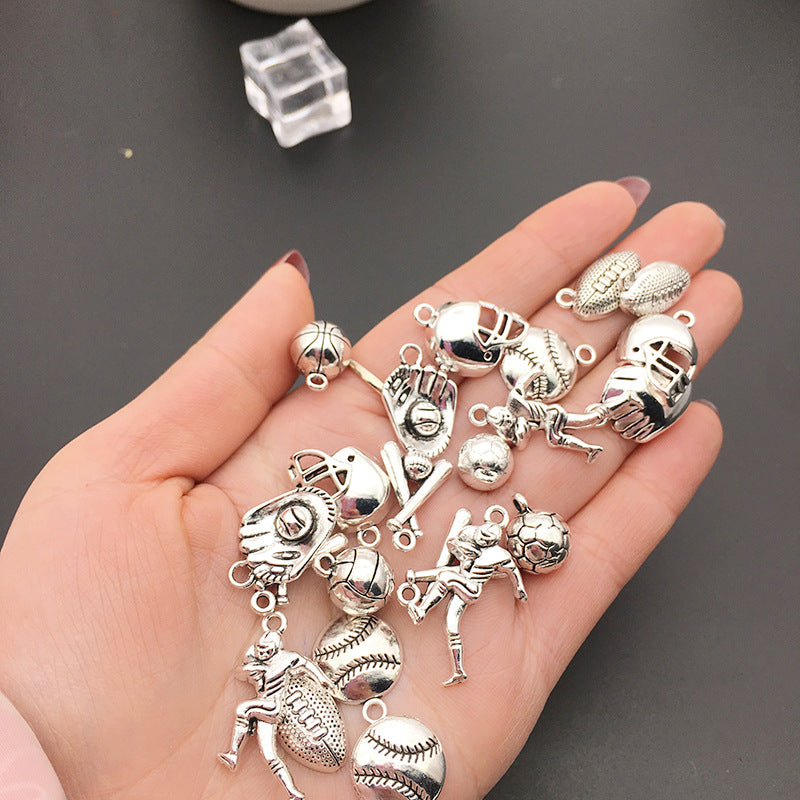 Vintage Zinc Alloy Soccer Basketball Volleyball Baseball Football Helmet Charm Pendants