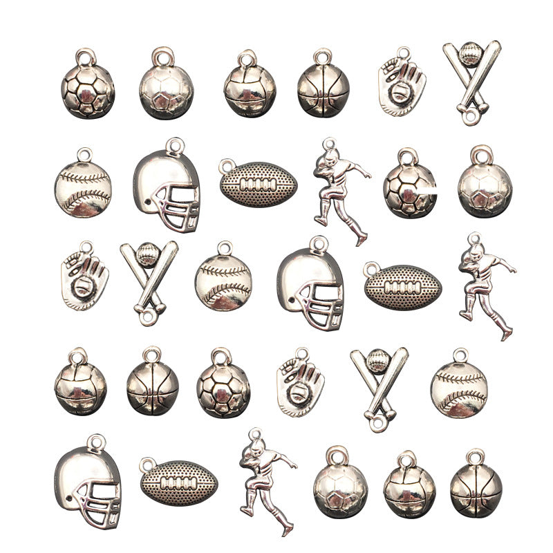 Vintage Zinc Alloy Soccer Basketball Volleyball Baseball Football Helmet Charm Pendants