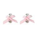 Elegant Pink Ribbon Bow Rhinestone Studs With Alloy Heart Charm Tassel Sweet Fashion Earrings view 5