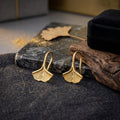 Elegant Matte Gold Alloy Ginkgo Leaf Texture Stud Drop Earrings for Women Vintage Niche Style Earrings view 3