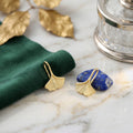 Elegant Matte Gold Alloy Ginkgo Leaf Texture Stud Drop Earrings for Women Vintage Niche Style Earrings view 4