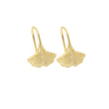 Elegant Matte Gold Alloy Ginkgo Leaf Texture Stud Drop Earrings for Women Vintage Niche Style Earrings view 5