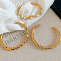 Stainless Steel Open Bangle With Round Pearl And Rhinestone Vintage Minimalist Women's Jewelry view 2
