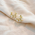 Elegant Vintage Floral Pearl And Rhinestone Gold Alloy Silver Needle Statement Stud Drop Earrings view 2