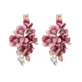 Fabric Flower Tassel Drop Earrings With Silver Pins, Resort Style Sweet Floral Ear Jewelry view 5