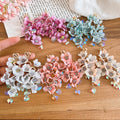 Fabric Flower Tassel Drop Earrings With Silver Pins, Resort Style Sweet Floral Ear Jewelry view 2