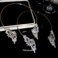 Luxury Copper Rhinestone Angel Wing Choker Necklace For Women, European Statement Jewelry view 2