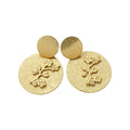 2026 European Style Iron Metal Pleated Round Flower Pendant Drop Earrings For Women view 5
