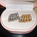18K Gold Plated Copper Zircon Multi Layer Geometric Round Ear Cuff Clip-on Earrings view 2