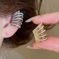 18K Gold Plated Copper Zircon Multi Layer Geometric Round Ear Cuff Clip-on Earrings view 1