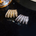 18K Gold Plated Copper Zircon Multi Layer Geometric Round Ear Cuff Clip-on Earrings view 4