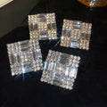 Light Luxury Copper Geometric Rhombus Rhinestone Stud Earrings With Silver Posts view 4