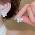 Korean Style Copper Zircon Enamel Flower Stud Earrings Sweet OL Fashion Floral Jewelry view 1