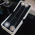 Light Luxury Faux Pearl Rhinestone Round Pendant Drop Earrings With Silver Posts view 4