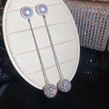 Light Luxury Faux Pearl Rhinestone Round Pendant Drop Earrings With Silver Posts view 2
